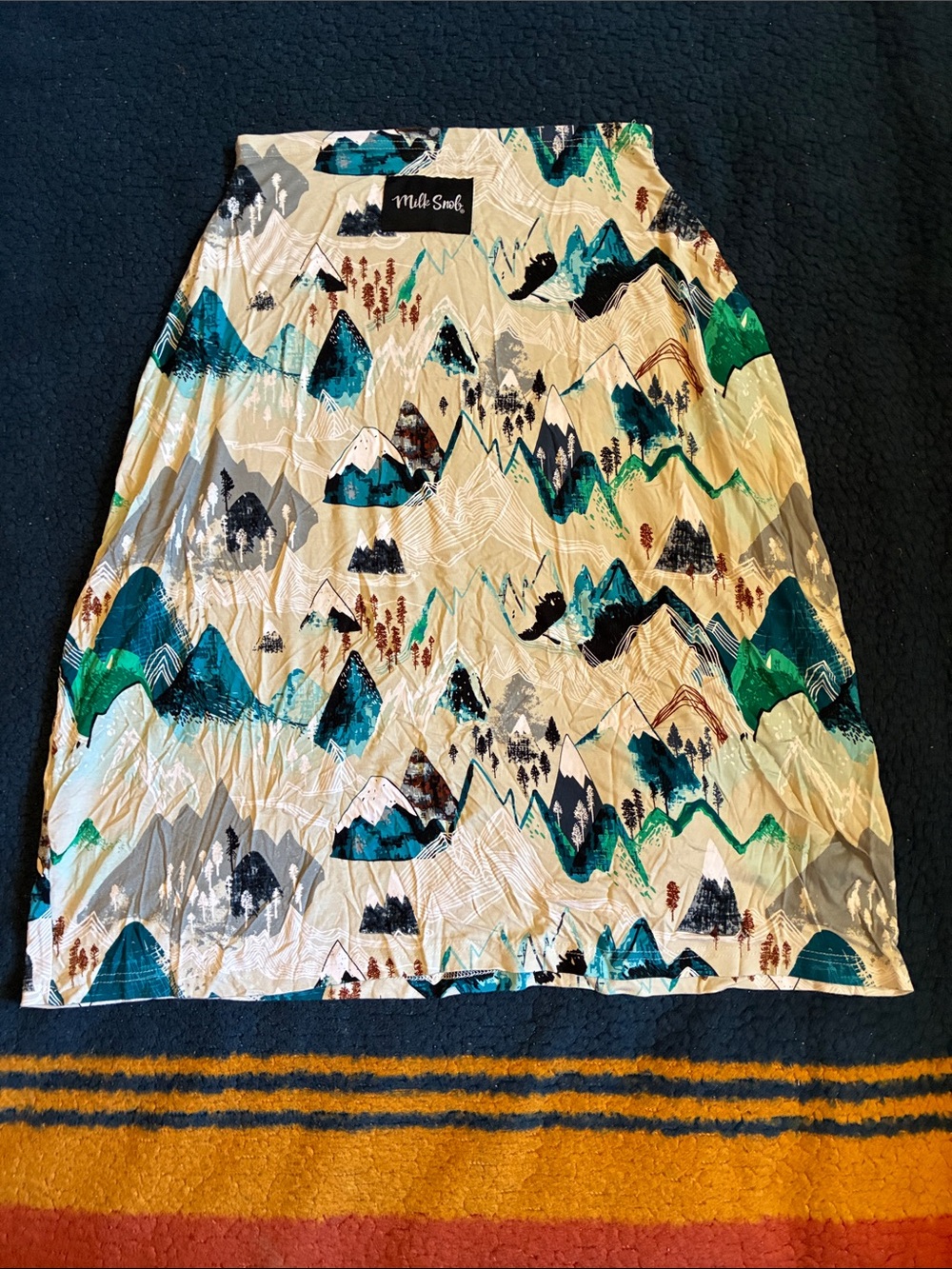 Milk snob with Teal and Green Mountain Print nursing blanket